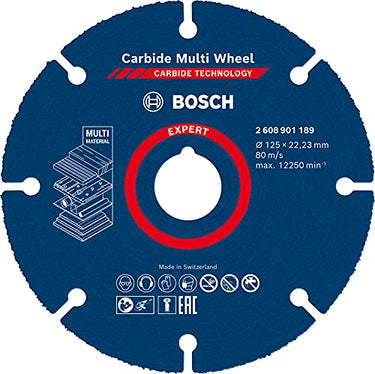 Bosch 1x EXPERT Carbide Multi Wheel Trennscheiben für kleine Winkelschleifer (für Hartholz, Holz mit Nägeln, Ø 125 mm, Professional Zubehör Kleiner Winkelschleifer) im Sale